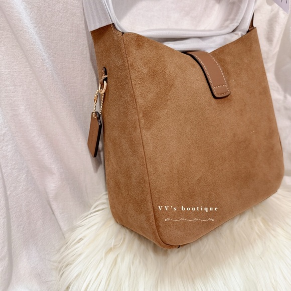 NWT Coach Hadley Convertible Crossbody Shoulder Bag In Suede Sienna Brown RARE - Picture 4 of 8